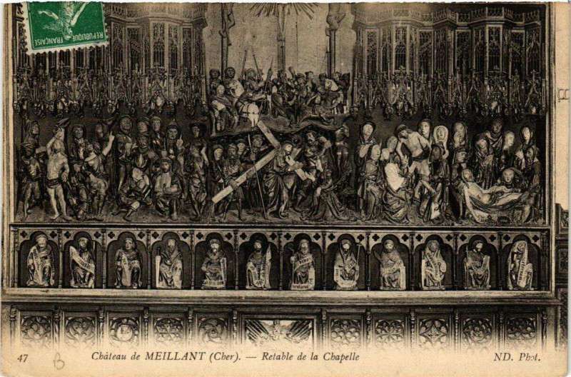 Carte postale ancienne Chateau de Meillant Retable de la Chapelle à Meillant