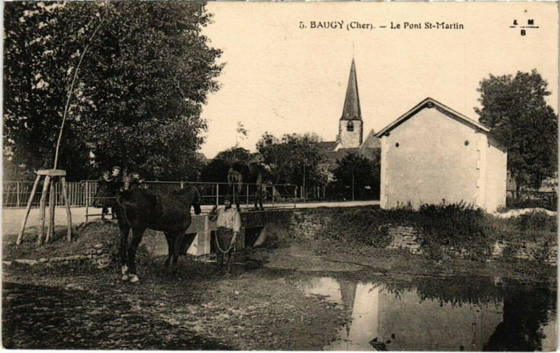 Carte postale ancienne Baugy - Le Pont Saint-Martin à Baugy