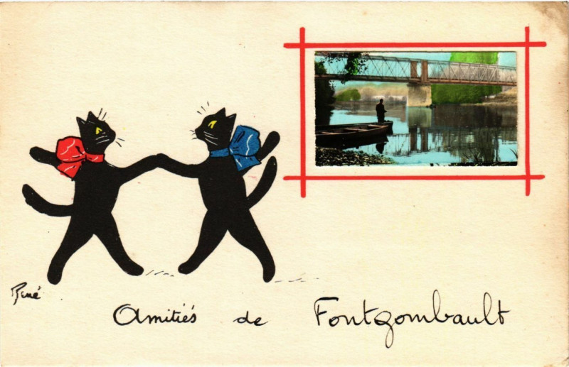 Carte postale ancienne Amitiés de Fontgombault à Fontgombault