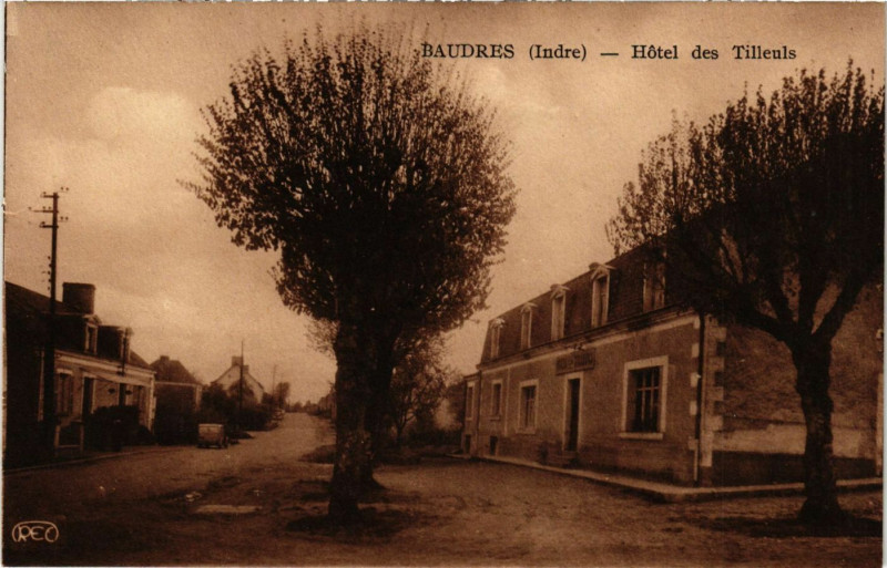 Carte postale ancienne Baudres - Hotel des Tilleuls à Baudres