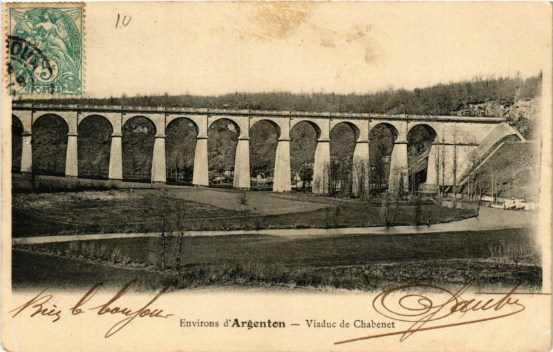 Carte postale ancienne Env. d'Argenton - Viaduc de Chabenet