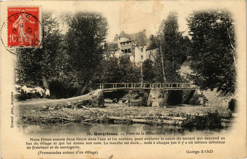 Carte postale ancienne Gargilesse - Pont de la Billardiere
