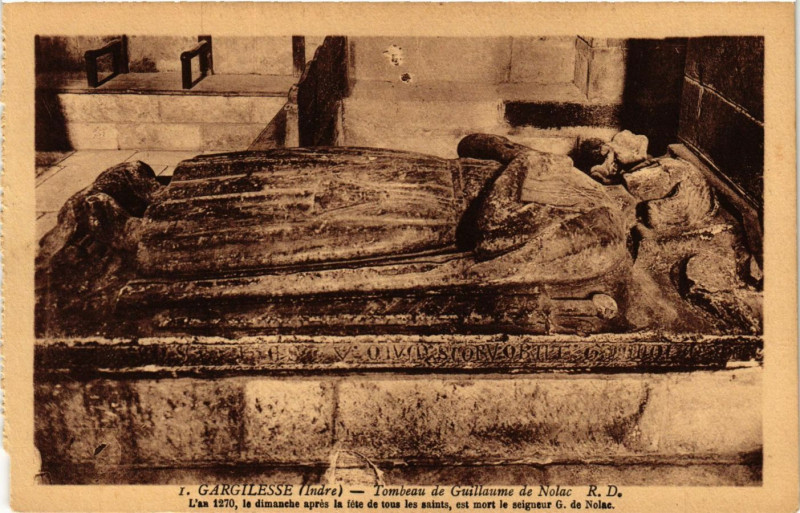 Carte postale ancienne Gargilesse - Tombeau de Guillaume de Nolac
