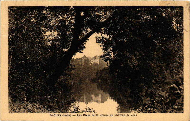 Carte postale ancienne Scoury - Les Rives de la Creuse au Chateau de Cors