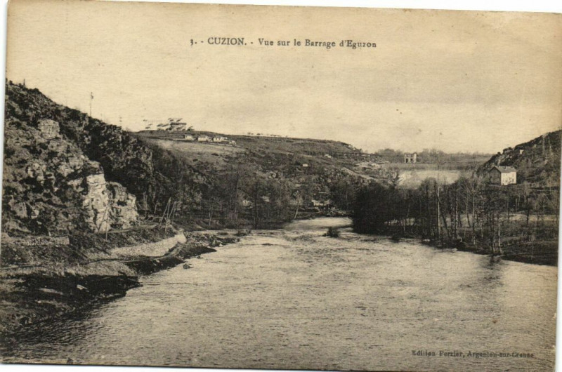 Carte postale ancienne Cuzion - Vue sur le Barrage d'Eguzos à Cuzion