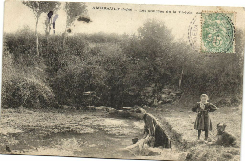 Carte postale ancienne Ambrault - Les sources de la Théols à Ambrault