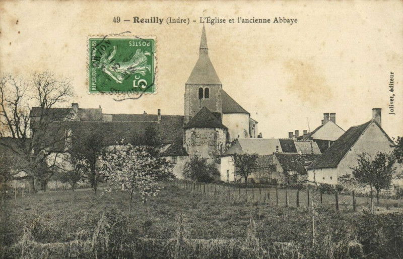 Carte postale ancienne Reuilly - LEglise et l'ancienne Abbaye à Reuilly