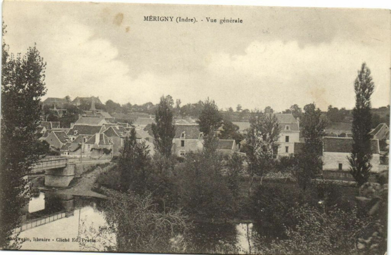 Carte postale ancienne Mérigny - Vue générale à Mérigny