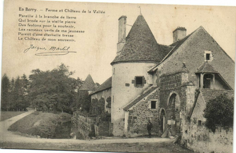Carte postale ancienne En Berry - Ferme et Chateau de la Vallée