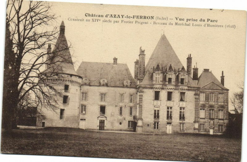 Carte postale ancienne Chateau d'Azay-le-Ferrron - Vue prise du Parc