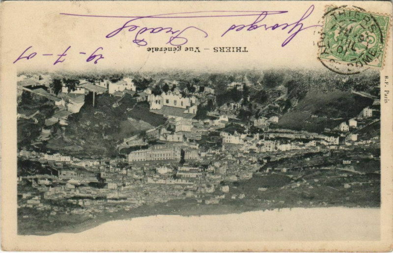 Carte postale ancienne Thiers Vue Generale à Thiers