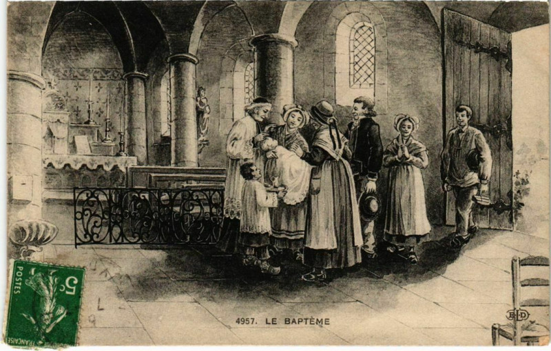 Carte postale ancienne Le Bapteme