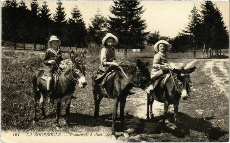 Carte postale ancienne La Bourboule - Promenade a Anes à La Bourboule