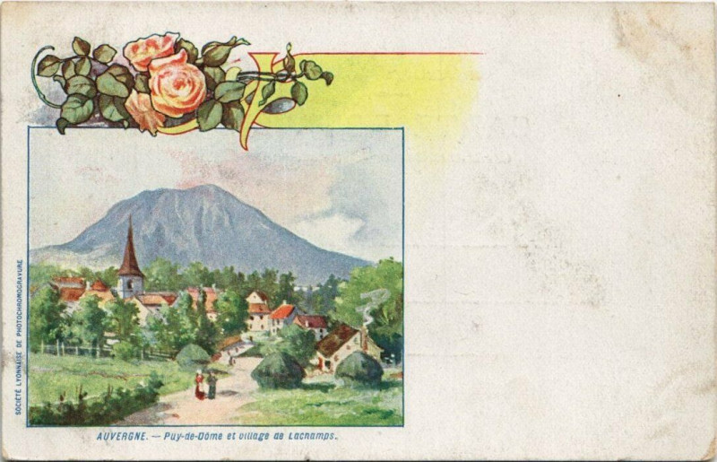 Carte postale ancienne Auvergne-Puy-de-Dome et village de Lachamps à Champs