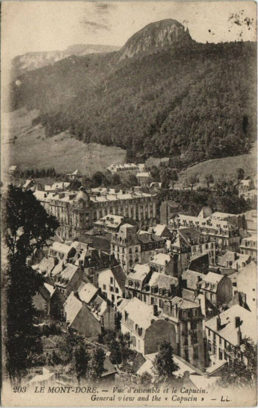 Carte postale ancienne Le Mont-Dore-Vue d'Ensemble et le Capucin à Mont-Dore