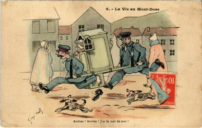 Carte postale ancienne Le Mont-Dore - Arretez! Arretez! J'ai mal de mer! à Mont-Dore