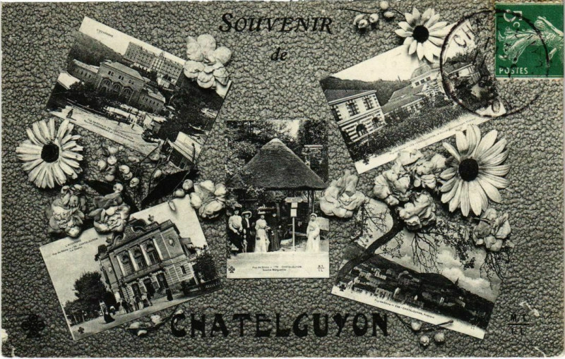 Carte postale ancienne Chatel-Guyon - Souvenir collage à Châtel-Guyon