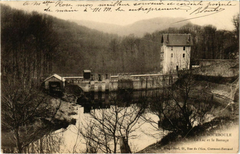 Carte postale ancienne La Bourboule - Le Lac et le Barrage à La Bourboule