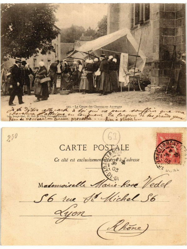Carte postale ancienne 223 Types La Coupe des Cheveux en Auvergne