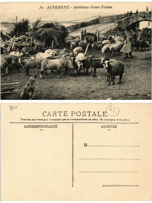 Carte postale ancienne 32 Auvergne Interieure d'une Ferme