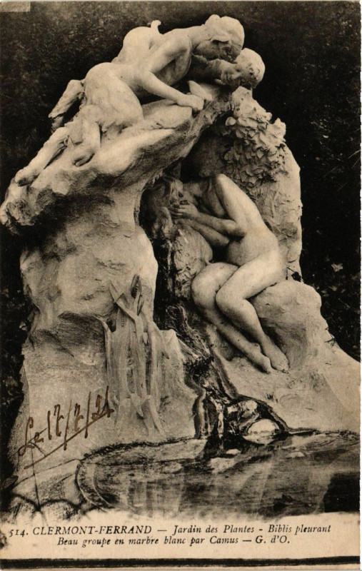 Carte postale ancienne Clermont-Ferrand Jardin des Plantes Biblis pleurant à Clermont-Ferrand