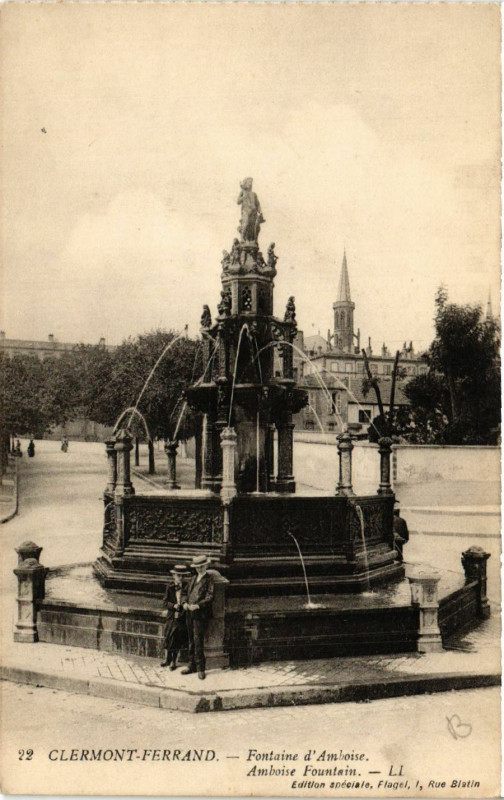 Carte postale ancienne Clermont-Ferrand Fontaine d'Amboise à Clermont-Ferrand