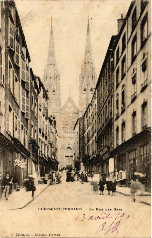 Carte postale ancienne Clermont-Ferrand La rue des Gras à Clermont-Ferrand