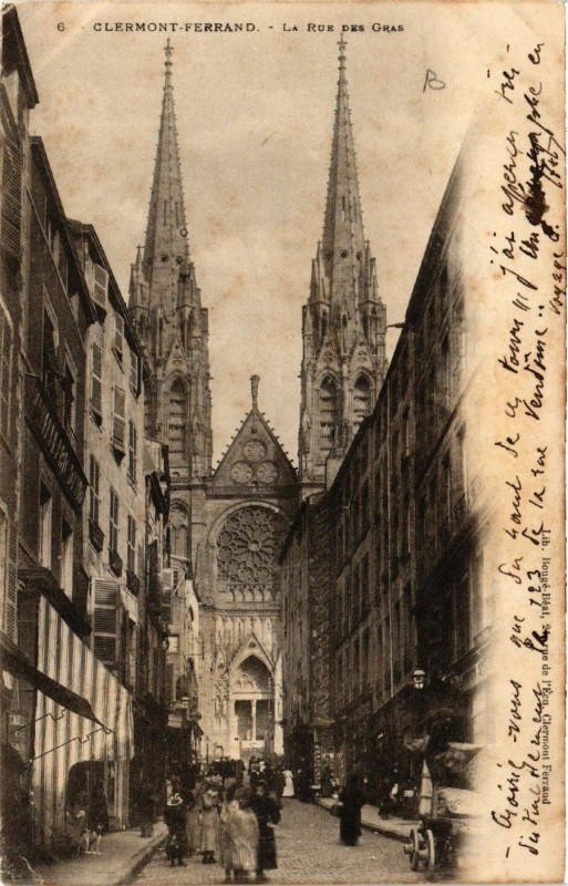 Carte postale ancienne Clermont-Ferrand La rue des Gras à Clermont-Ferrand