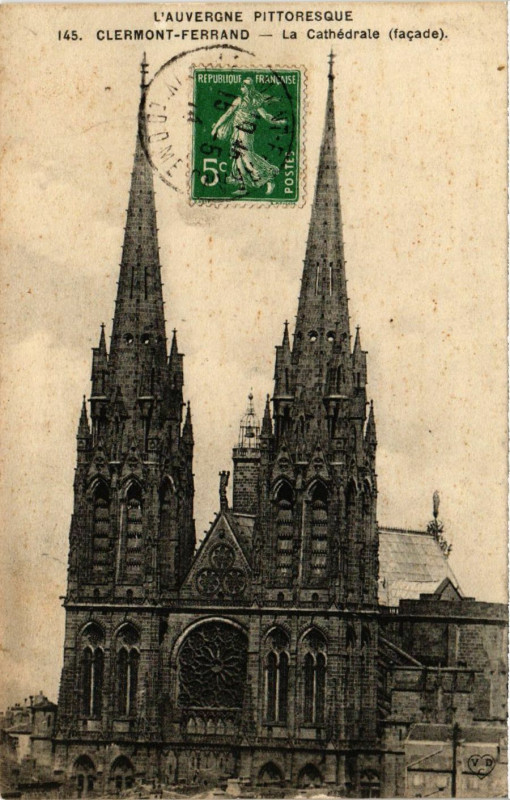 Carte postale ancienne Clermont-Ferrand La Cathedrale facade à Clermont-Ferrand