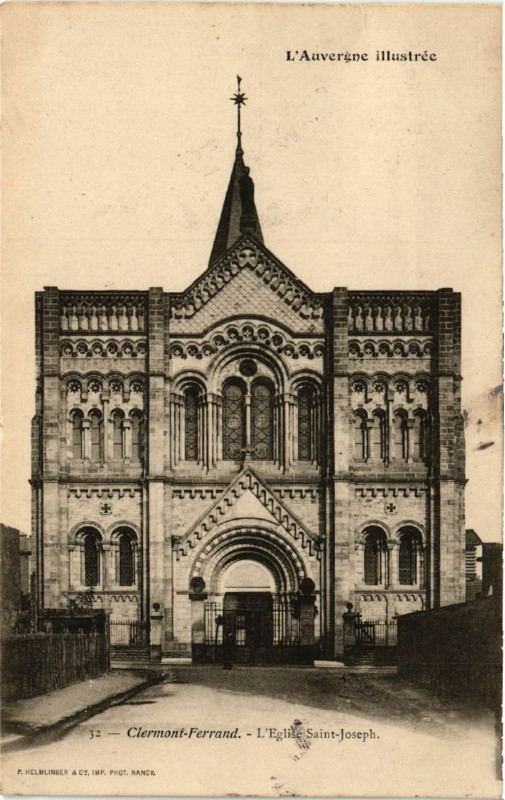 Carte postale ancienne Clermont-Ferrand L'Eglise St-Joseph à Clermont-Ferrand