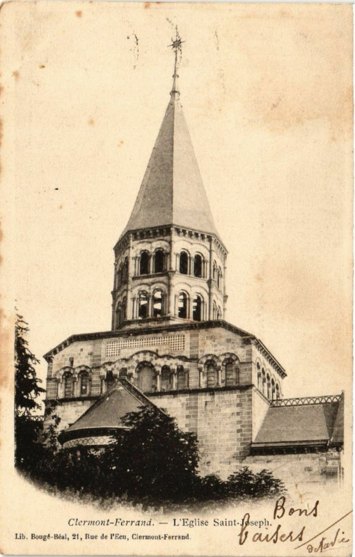 Carte postale ancienne Clermont-Ferrand Eglise St-Joseph à Clermont-Ferrand