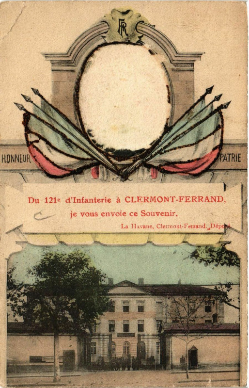 Carte postale ancienne Clermont-Ferrand du 121e d'Infanterie à Clermont-Ferrand
