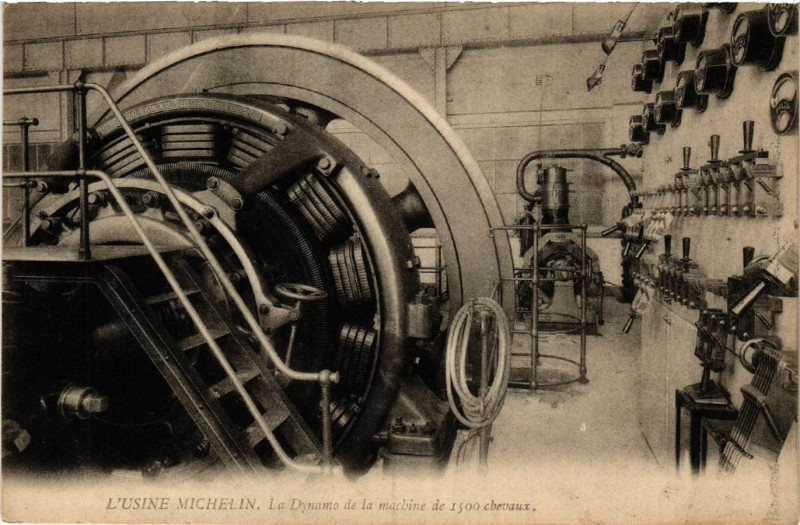 Carte postale ancienne Clermont-Ferrand Usine Michelin La Dynamo de la machine de 1500 à Clermont-Ferrand