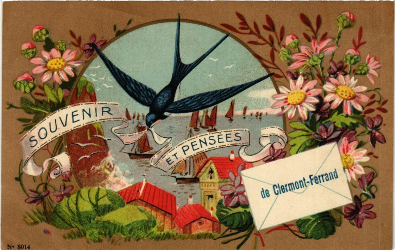 Carte postale ancienne Souvenir et Pensées de Clermont-Ferrand à Clermont-Ferrand