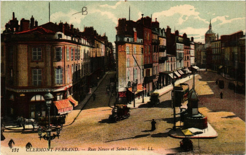 Carte postale ancienne Clermont-Ferrand Rues Neuve et St-Louis à Clermont-Ferrand