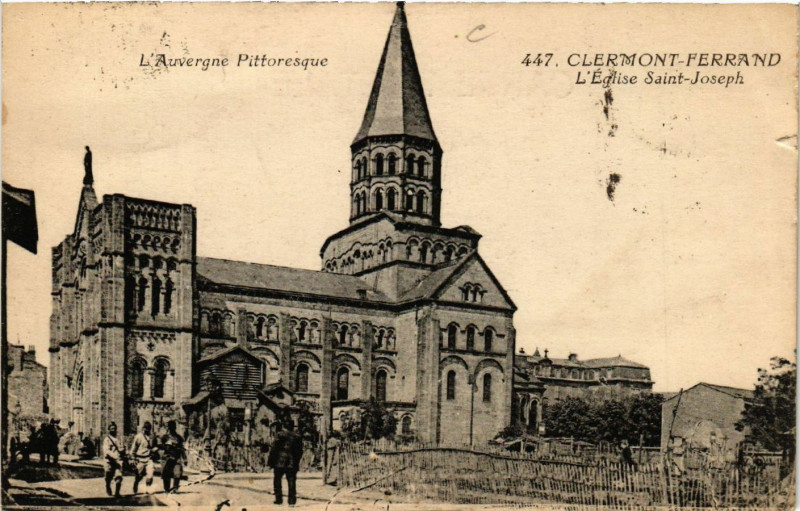 Carte postale ancienne Clermont-Ferrand L'Eglise St-Joseph à Clermont-Ferrand