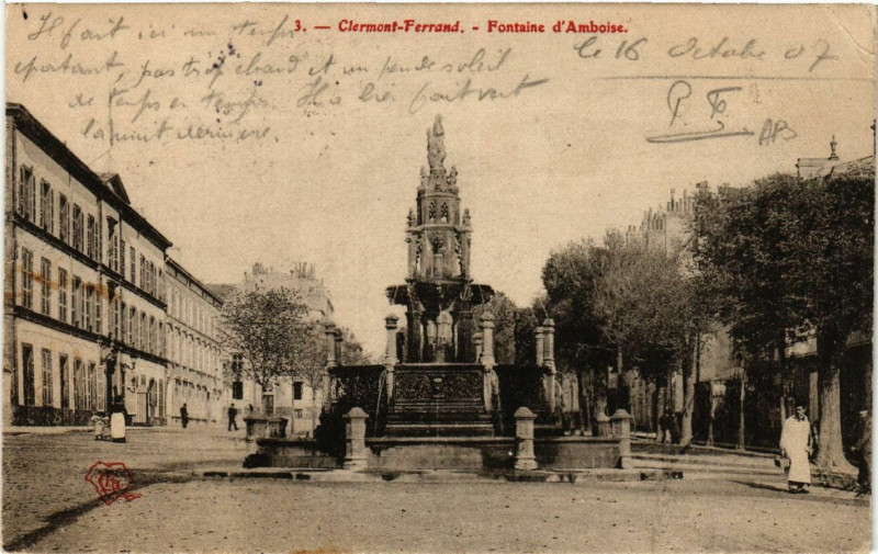 Carte postale ancienne Clermont-Ferrand Fontaine d'Amboise à Clermont-Ferrand