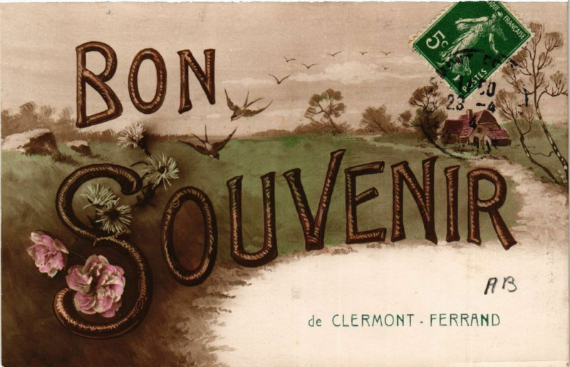 Carte postale ancienne Bon Souvenir de Clermont-Ferrand à Clermont-Ferrand