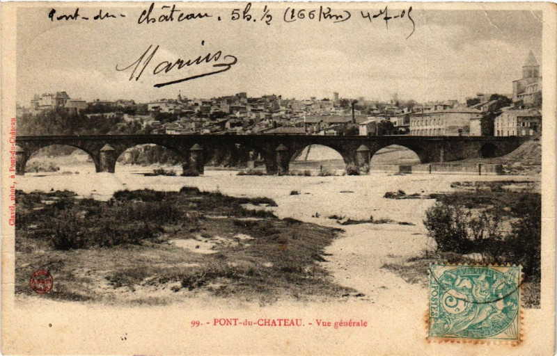 Carte postale ancienne Pont-du-Chateau vue générale à Pont-du-Château