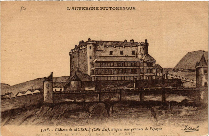 Carte postale ancienne Chateau de Murols s'apres une gravure de l'epoque à Murol