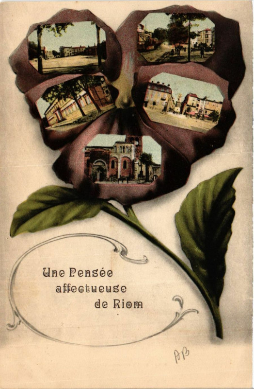 Carte postale ancienne Une pensée affectuese de Riom à Riom