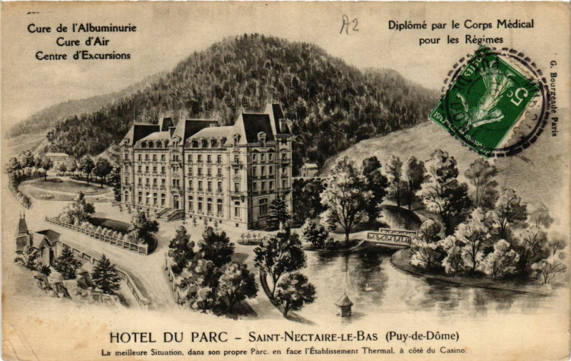 Carte postale ancienne Saint-Nectaire-le-Bas Hotel du Parc à Saint-Nectaire