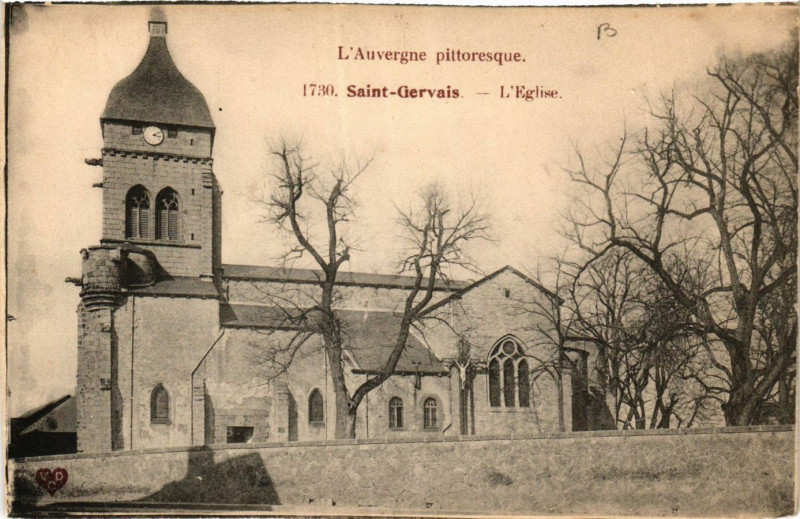 Carte postale ancienne L'Auvergne Pittoresque Saint-Gervais-d'Auvergne l'Eglise à Saint-Gervais-d'Auvergne