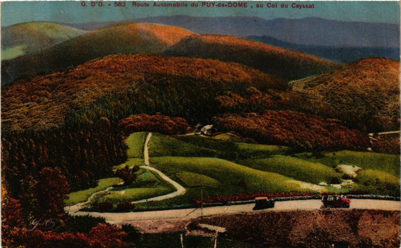 Carte postale ancienne Route Automobile du Puy-de-Dome au Col de Ceyssat à Ceyssat