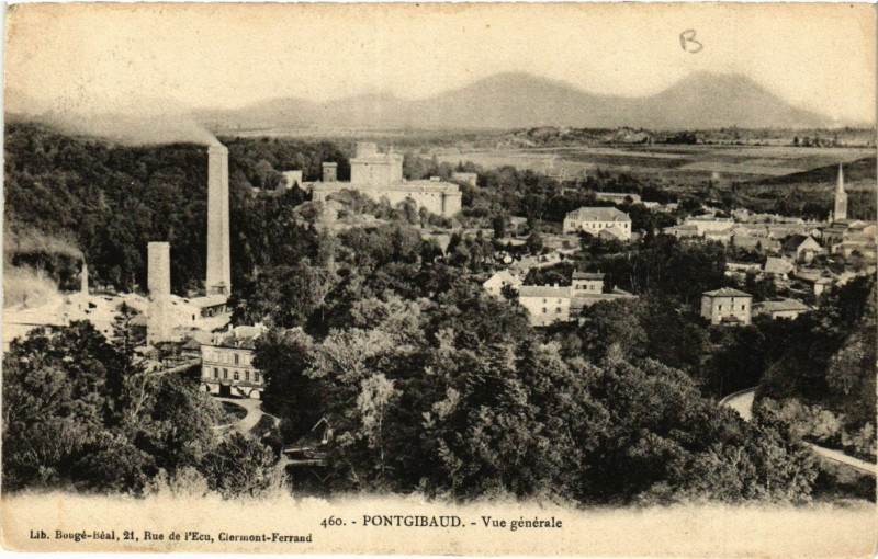 Carte postale ancienne Pontgibaud vue générale à Pontgibaud