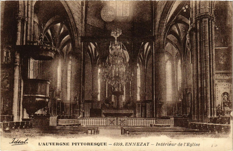 Carte postale ancienne L'Auvergne Pittoresque Ennezat Interieur de l'Eglise à Ennezat