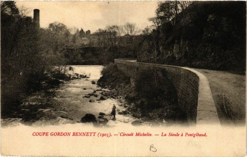 Carte postale ancienne Coupe Gordon Bennet Circuit Michelin La Sioule a Pontgibaud à Pontgibaud