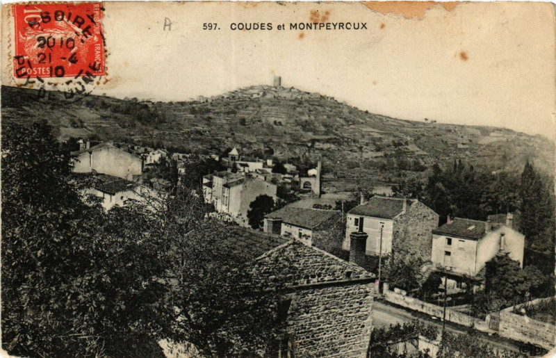 Carte postale ancienne Coudes et Montpeyroux à Coudes