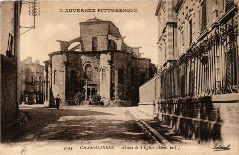 Carte postale ancienne Chamalieres Abside de l'Eglise à Chamalières