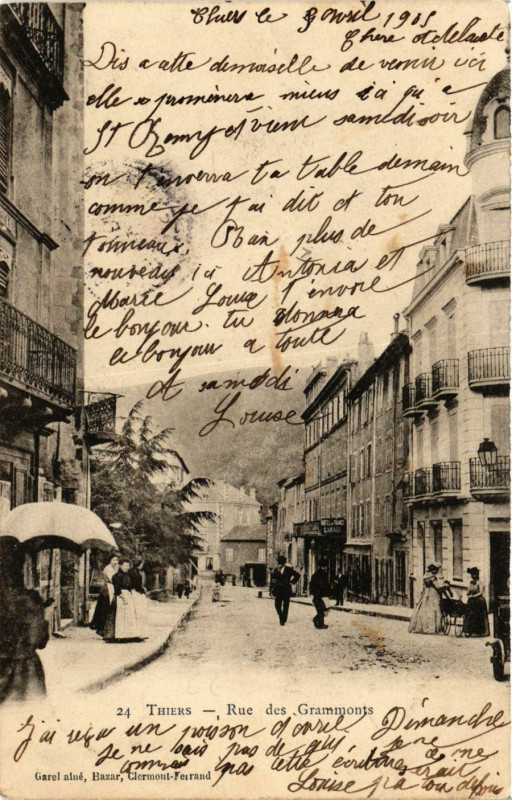 Carte postale ancienne Thiers - Rue des Grammonts à Thiers